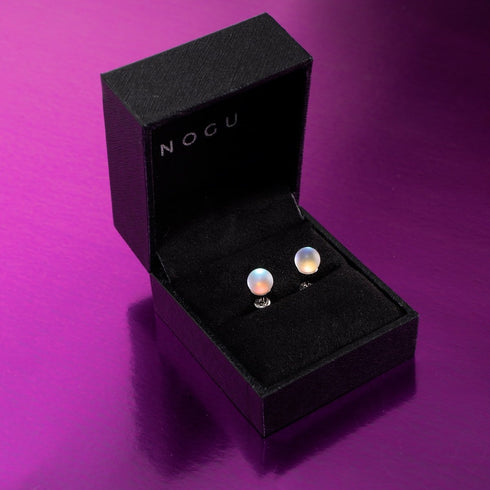 Rainbow White | .925 Sterling Silver | Mermaid Glass Mini Stud Earrings